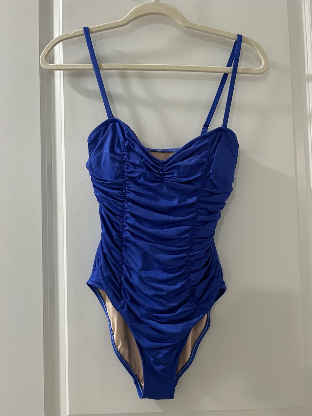 Allen B. By Allen Schwartz Royal Blue Ruched One-Piece Swimsuit